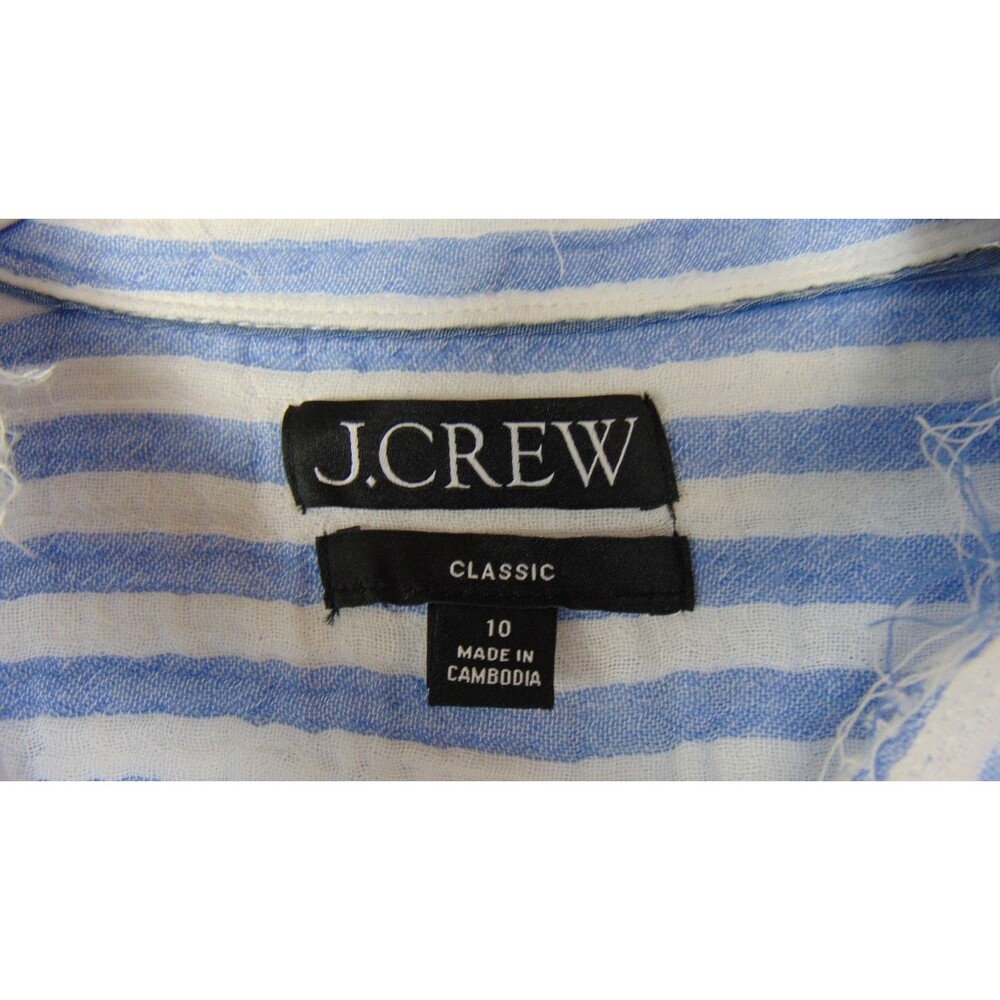 J.Crew Classic-fit soft gauze shirt stripe Womens  10 Lagenlook Beachy DIY Raw - Picture 5 of 9